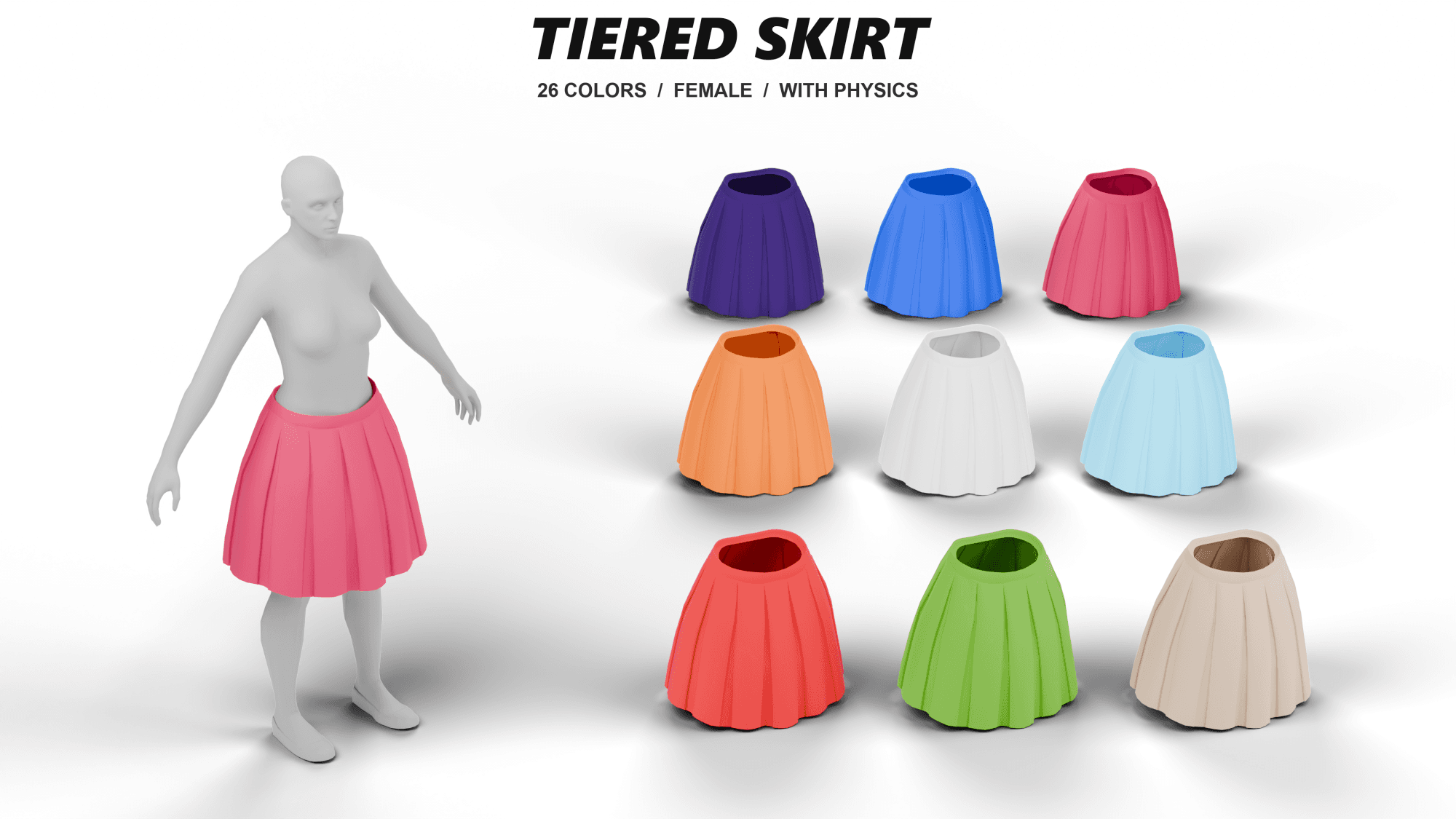 Pleated/Tiered Skirt (+Physics) product image